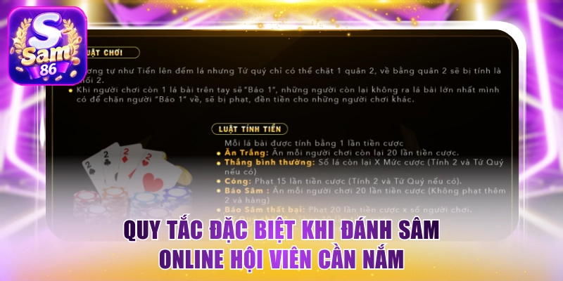 Quy tắc đặc biệt khi đánh Sâm online hội viên cần nắm